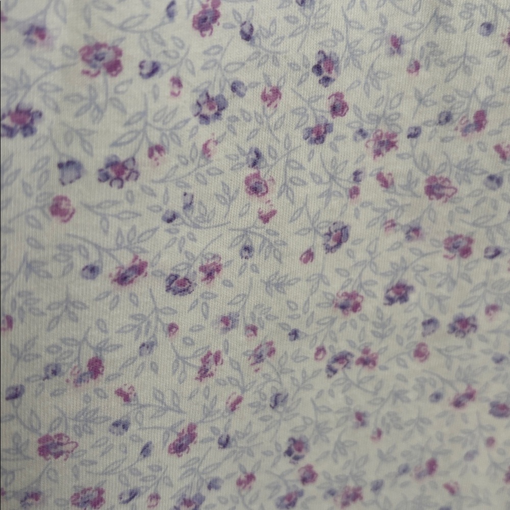 NWOT Aria white & purple floral cotton blend sleeveless nightgown, medium - Picture 3 of 6